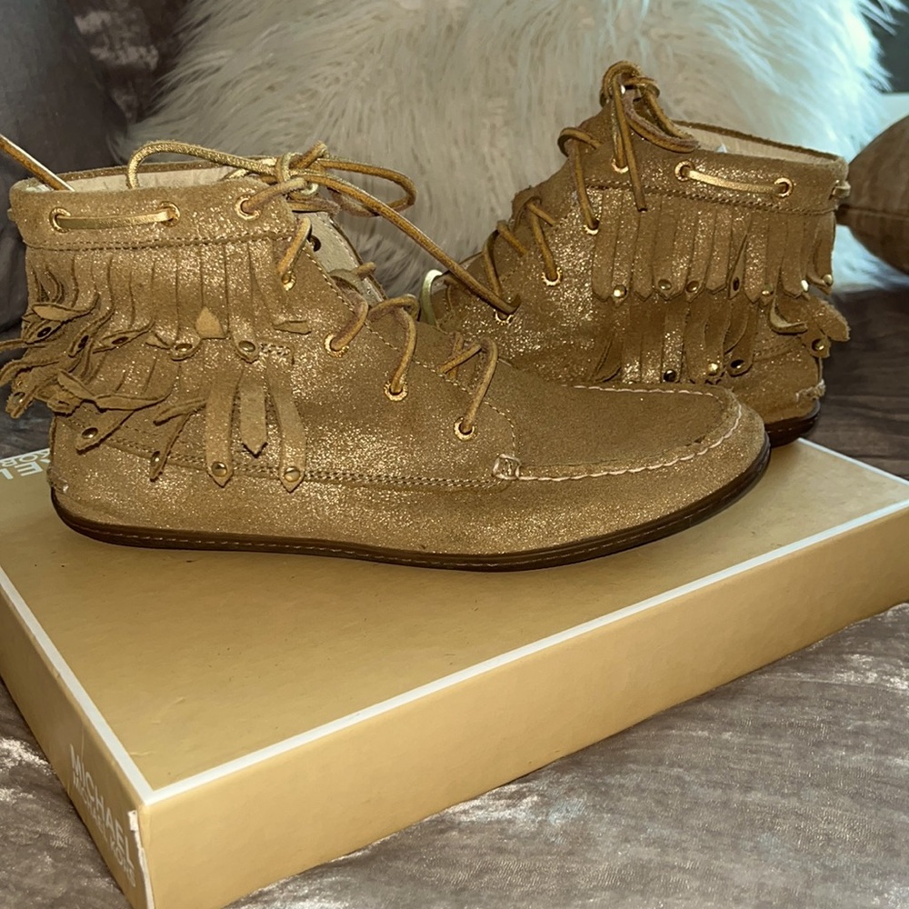 Sperry gold moccasin boots booties shoes